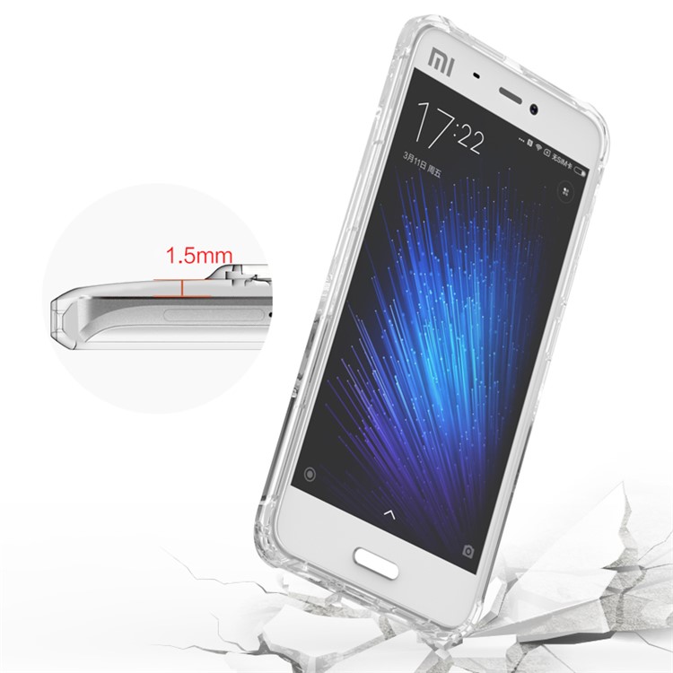 BOW Shock Absorption Soft TPU Cover with ABS Kickstand for Xiaomi Mi 5 - Transparent-5