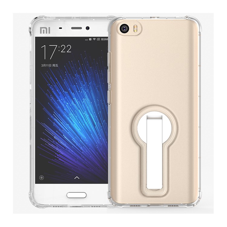 BOW Shock Absorption Soft TPU Cover with ABS Kickstand for Xiaomi Mi 5 - Transparent-8