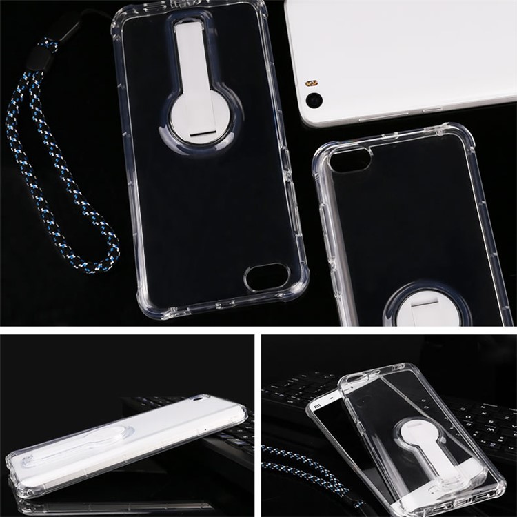 BOW Shock Absorption Soft TPU Cover with ABS Kickstand for Xiaomi Mi 5 - Transparent-9
