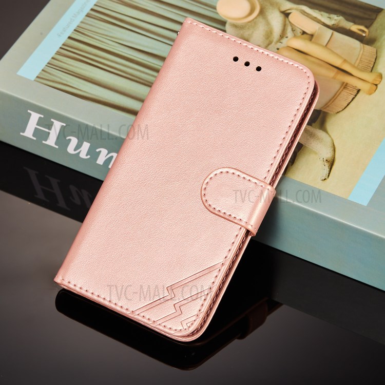 Stripes Imprint Design Wallet Stand Leather Phone Cover Case for Xiaomi Mi 10T 5G/Mi 10T Pro 5G/Redmi K30S - Rose Gold-9