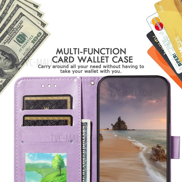 Stripes Imprint Design Wallet Stand Leather Phone Cover Case for Xiaomi Mi 10T 5G/Mi 10T Pro 5G/Redmi K30S - Purple-10