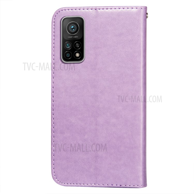 Stripes Imprint Design Wallet Stand Leather Phone Cover Case for Xiaomi Mi 10T 5G/Mi 10T Pro 5G/Redmi K30S - Purple-3