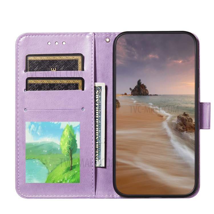 Stripes Imprint Design Wallet Stand Leather Phone Cover Case for Xiaomi Mi 10T 5G/Mi 10T Pro 5G/Redmi K30S - Purple-4