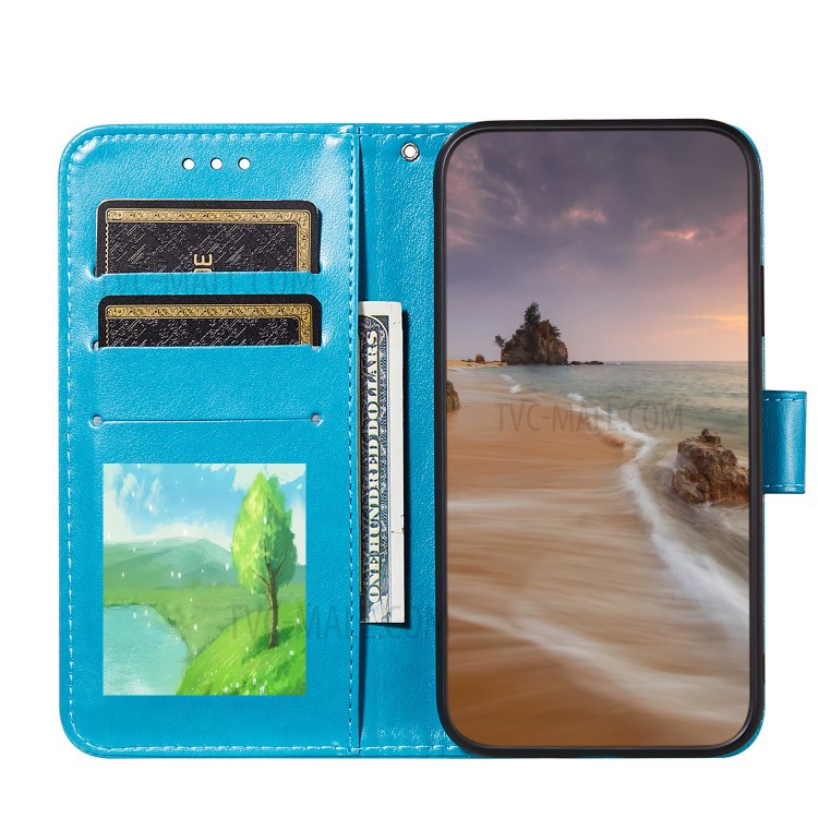 Stripes Imprint Design Wallet Stand Leather Phone Cover Case for Xiaomi Mi 10T 5G/Mi 10T Pro 5G/Redmi K30S - Blue-4