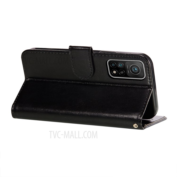 Stripes Imprint Design Wallet Stand Leather Phone Cover Case for Xiaomi Mi 10T 5G/Mi 10T Pro 5G/Redmi K30S - Black-6