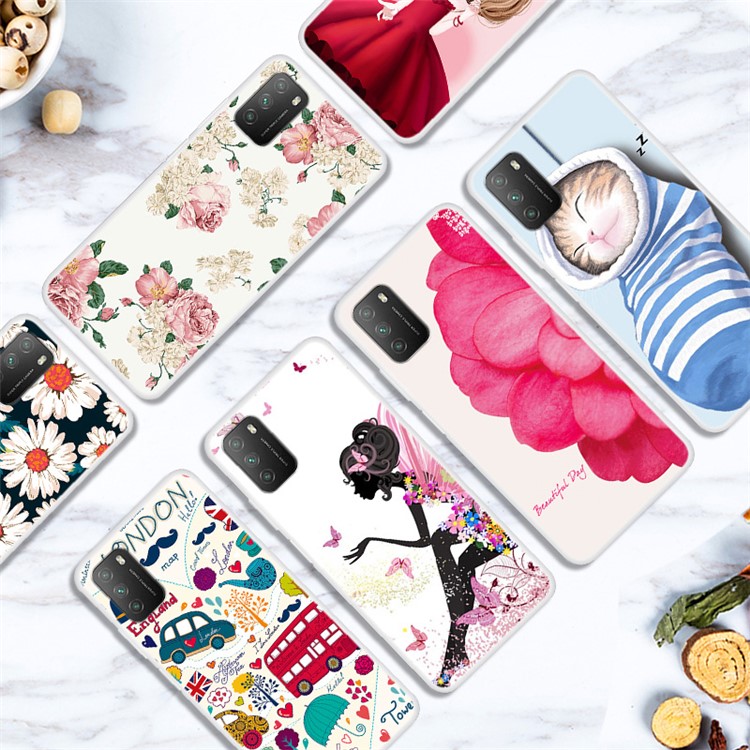 Pattern Printing TPU Phone Shell Case for Xiaomi Poco M3 - Chrysanthemum-4