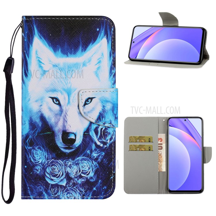 PU Leather Wallet Stand Phone Case for Xiaomi Mi 10T Lite 5G / Redmi Note 9 Pro 5G - Wolf-1
