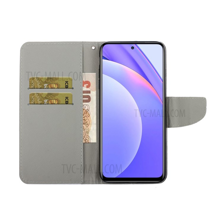 PU Leather Wallet Stand Phone Case for Xiaomi Mi 10T Lite 5G / Redmi Note 9 Pro 5G - Wolf-7