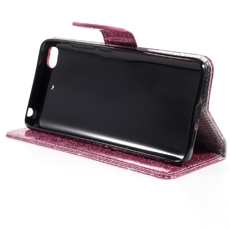 Mobile Accessory Flash Powder Leather Wallet Flip Cell Phone Case for Xiaomi Mi 5s - Rose-3