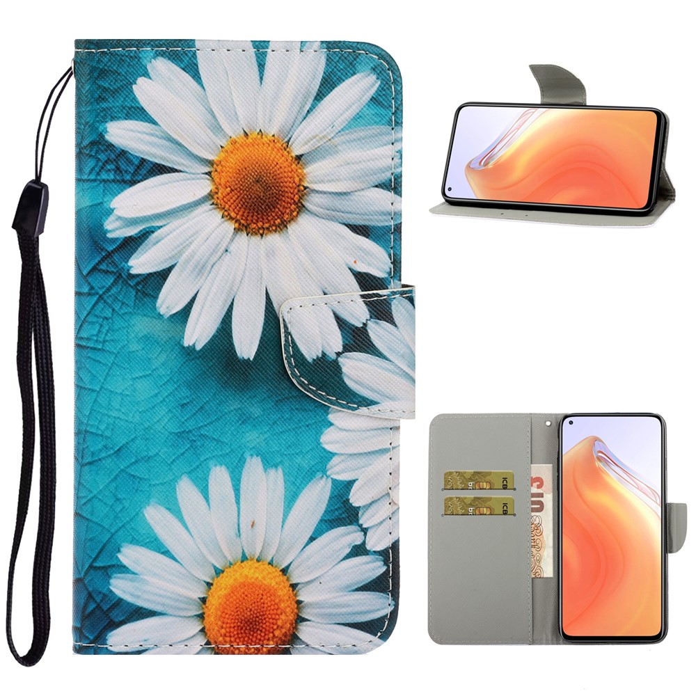 PU Leather Wallet Stand Phone Case for Xiaomi Mi 10T Pro 5G / Mi 10T 5G / Redmi K30S - Chrysanthemum-1