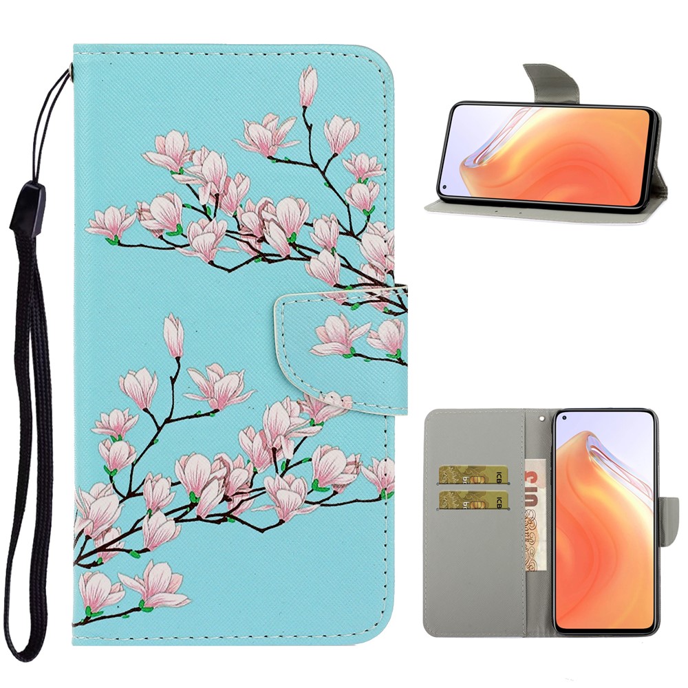 PU Leather Wallet Stand Phone Case for Xiaomi Mi 10T Pro 5G / Mi 10T 5G / Redmi K30S - Flower-1
