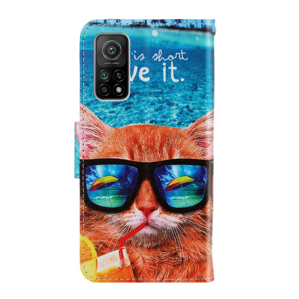 PU Leather Wallet Stand Phone Case for Xiaomi Mi 10T Pro 5G / Mi 10T 5G / Redmi K30S - Cat Wearing Sunglasses-2