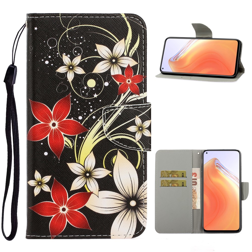 PU Leather Wallet Stand Phone Case for Xiaomi Mi 10T Pro 5G / Mi 10T 5G / Redmi K30S - Beautiful Flower-1