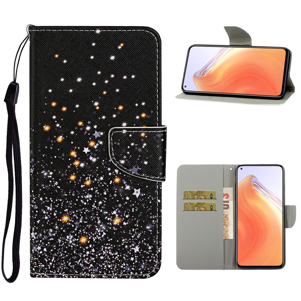 PU Leather Wallet Stand Phone Case for Xiaomi Mi 10T Pro 5G / Mi 10T 5G / Redmi K30S - Stars-1