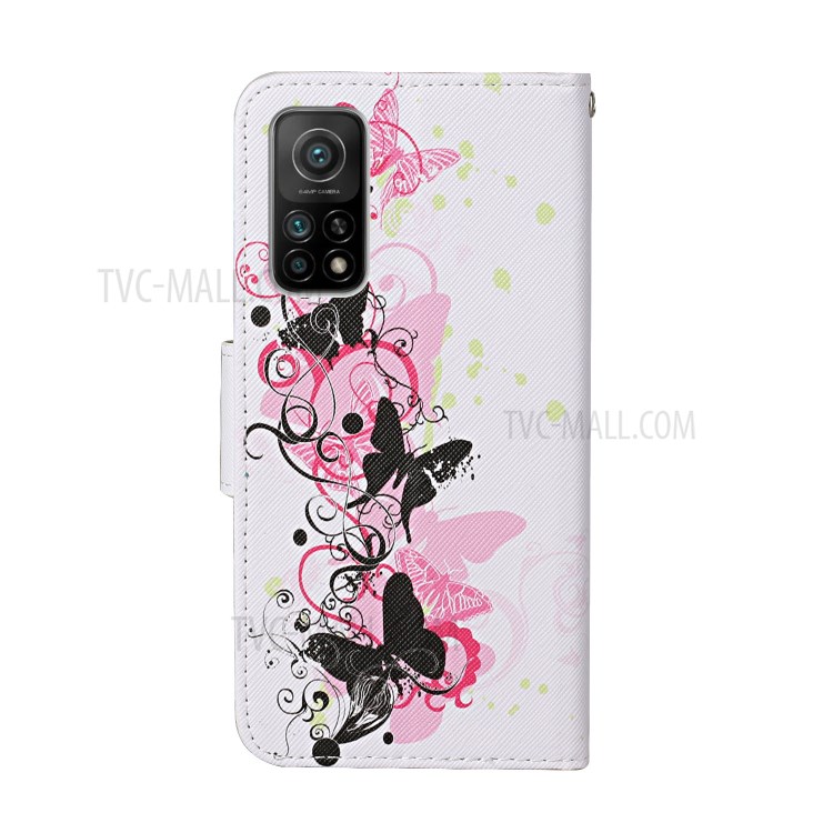 PU Leather Wallet Stand Phone Case for Xiaomi Mi 10T Pro 5G / Mi 10T 5G / Redmi K30S - Black Butterfly-2