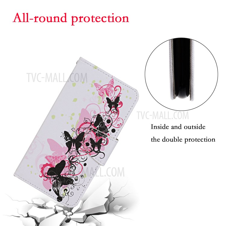 PU Leather Wallet Stand Phone Case for Xiaomi Mi 10T Pro 5G / Mi 10T 5G / Redmi K30S - Black Butterfly-4