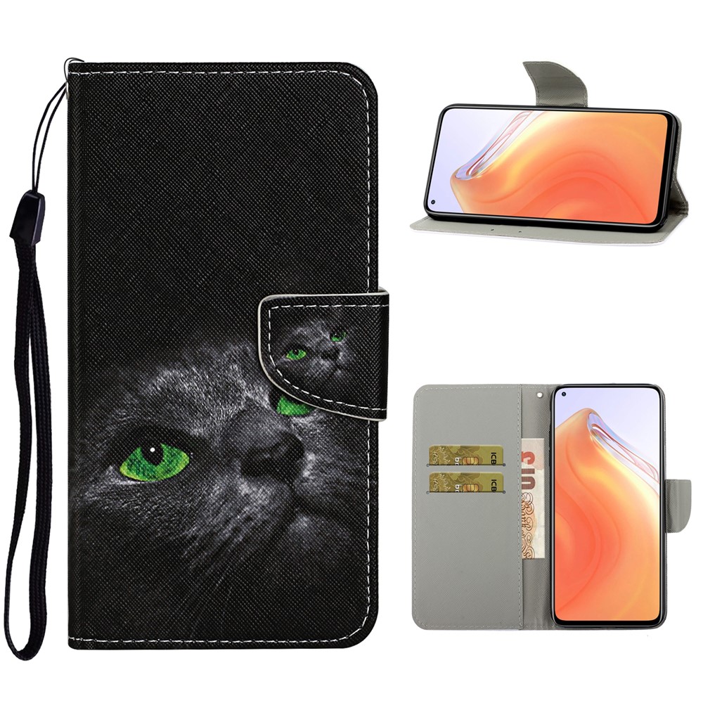 PU Leather Wallet Stand Phone Case for Xiaomi Mi 10T Pro 5G / Mi 10T 5G / Redmi K30S - Black Cat-1