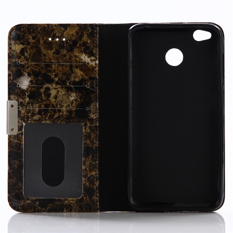 Marble Pattern Leather Wallet Case with Stand for Xiaomi Redmi 4X - Black-3