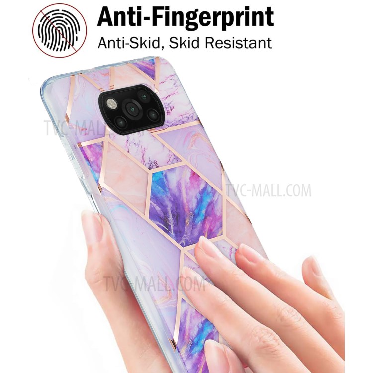Marble Pattern Electroplating IML IMD 2.0mm TPU Phone Cover Case for Xiaomi Poco X3 NFC - Purple/Pink/White-3