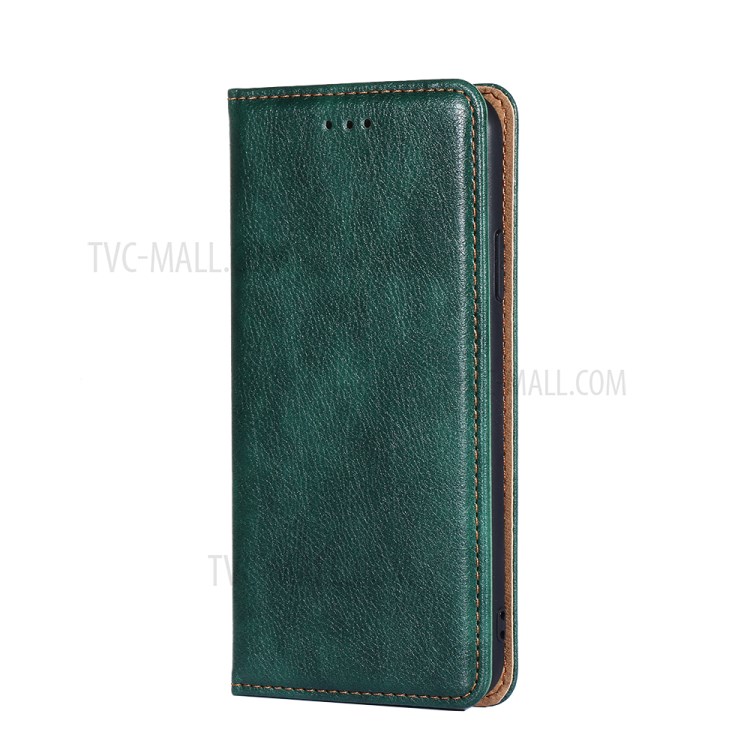 Auto-absorbed Pure Color Leather Stand Shell for Xiaomi Poco M3 Protector Case - Green-2