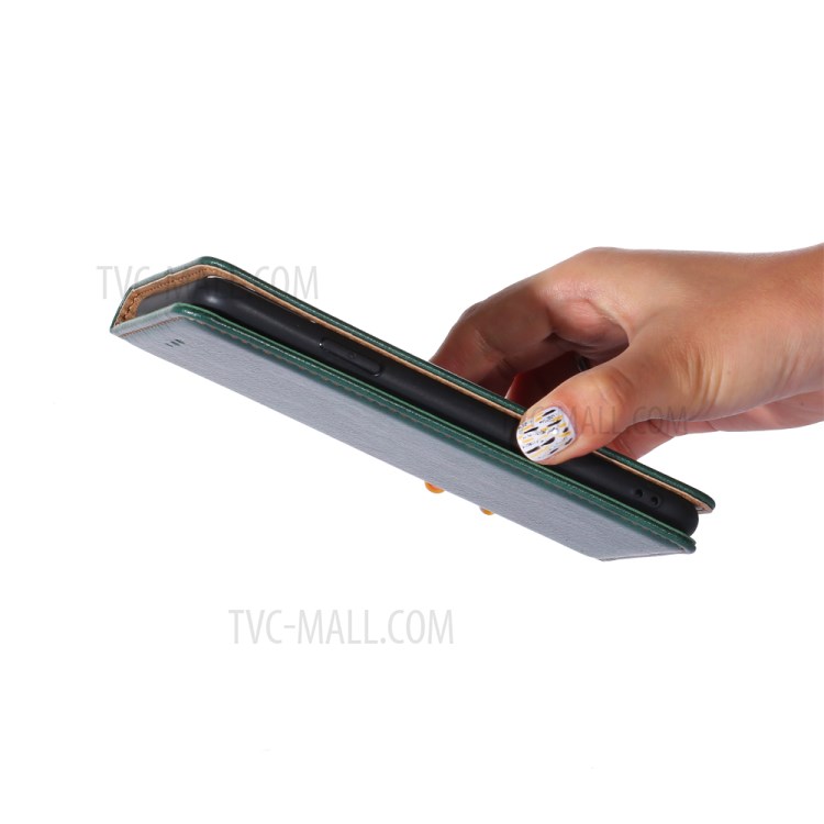 Auto-absorbed Pure Color Leather Stand Shell for Xiaomi Poco M3 Protector Case - Green-3