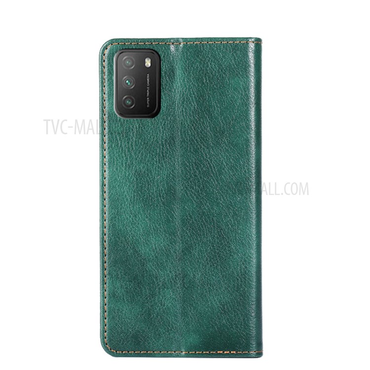 Auto-absorbed Pure Color Leather Stand Shell for Xiaomi Poco M3 Protector Case - Green-4