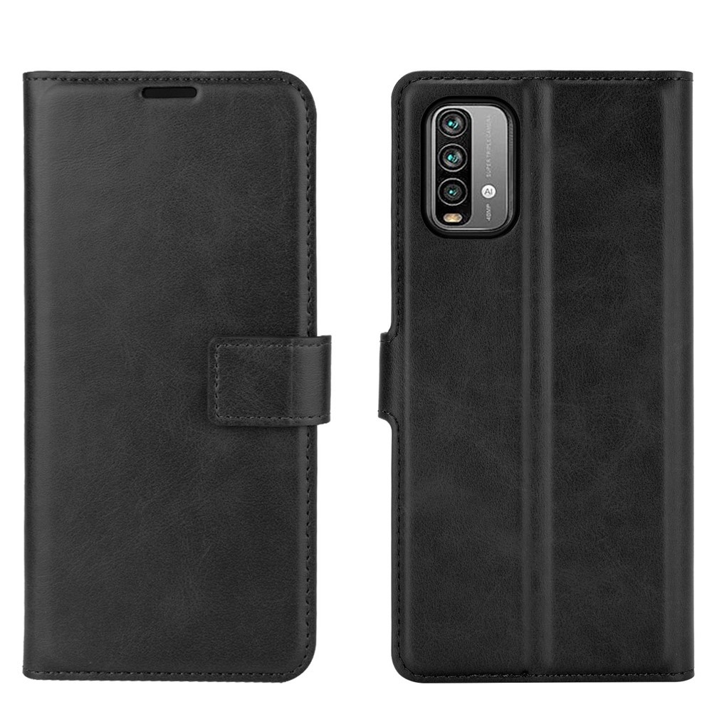 Per Xiaomi Redmi Nota 9 4G (Qualcomm Snapdragon 662) / Redmi 9T / 9 Power Wallet Stand Design Caso Di Copertura Del Telefono Cellulare - Nero