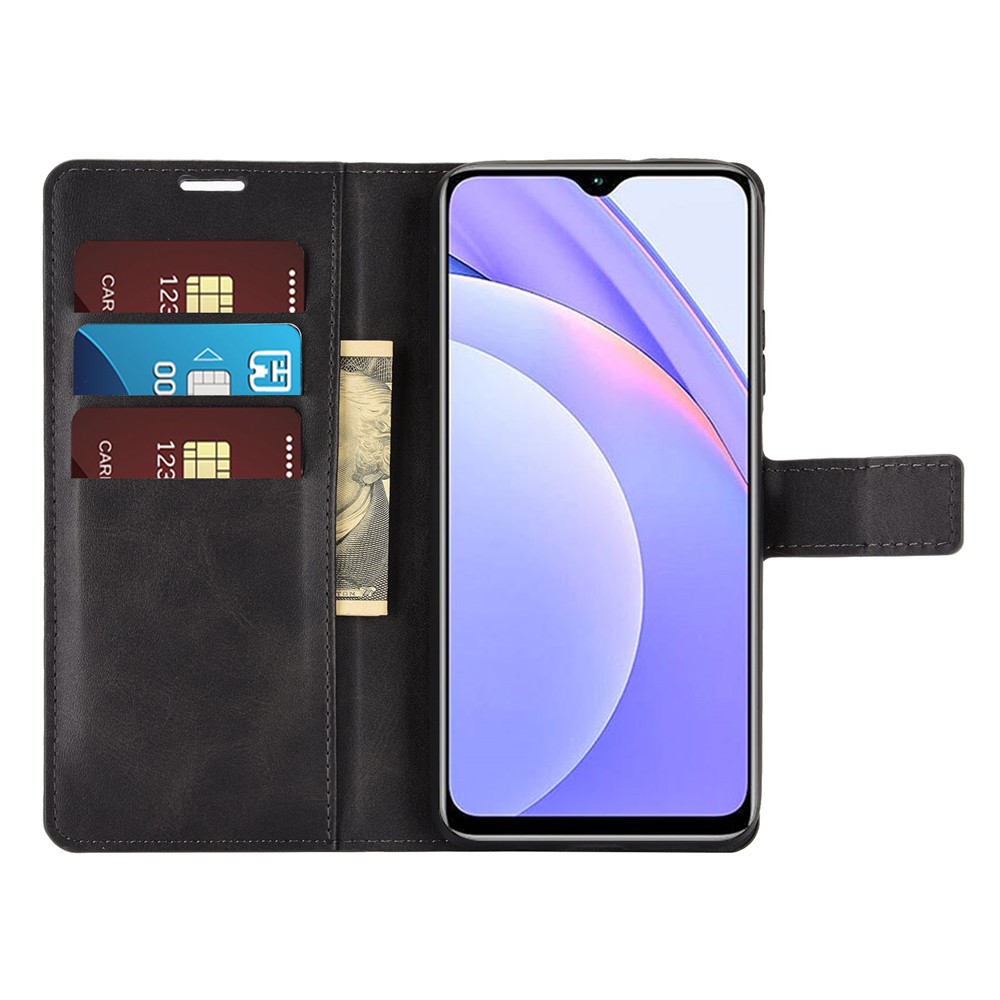 For Xiaomi Redmi Note 9 4G (Qualcomm Snapdragon 662) Wallet Stand Design Leather Mobile Phone Cover Case - Black-5