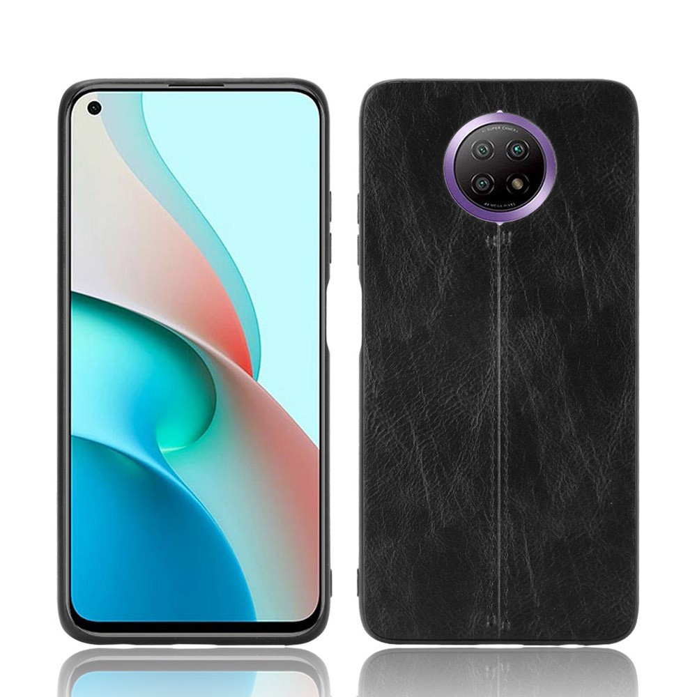 PU Leather Coated PC + TPU Hybrid Case for Xiaomi Redmi Note 9 5G - Black-1