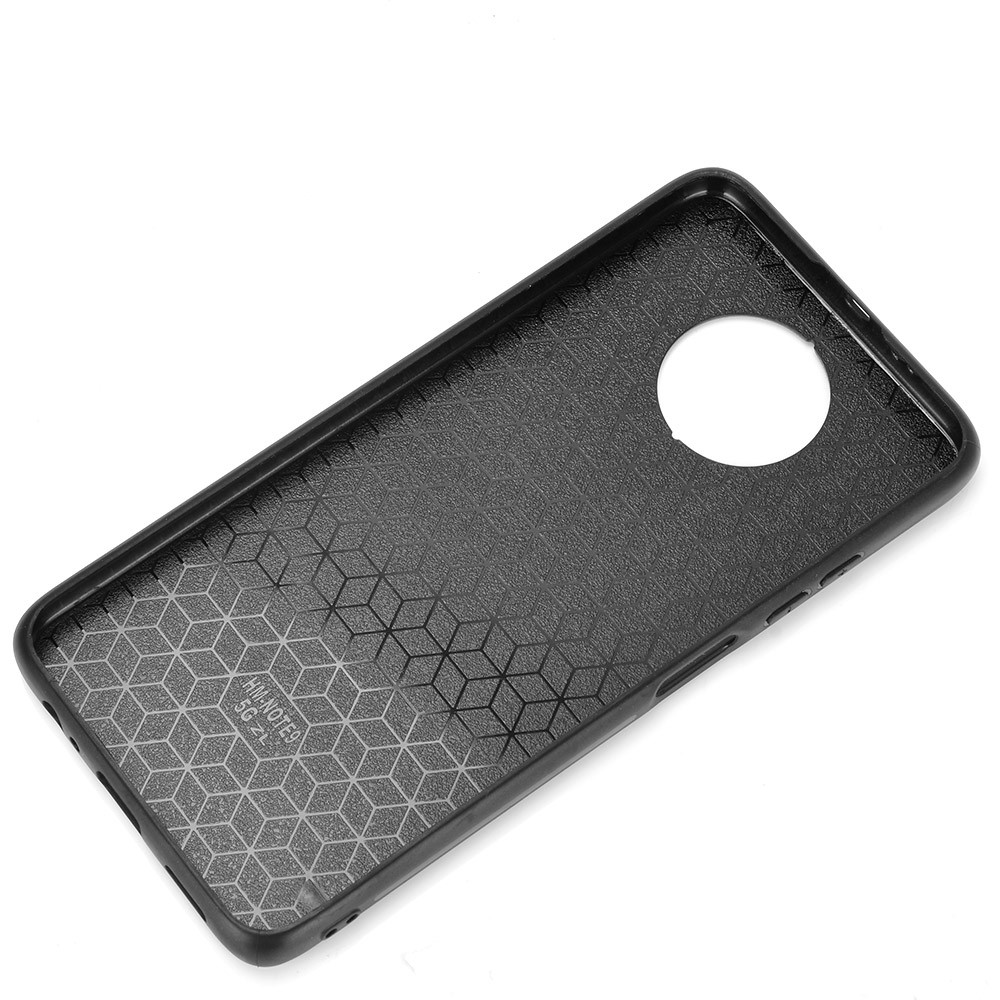 PU Leather Coated PC + TPU Hybrid Case for Xiaomi Redmi Note 9 5G - Black-6