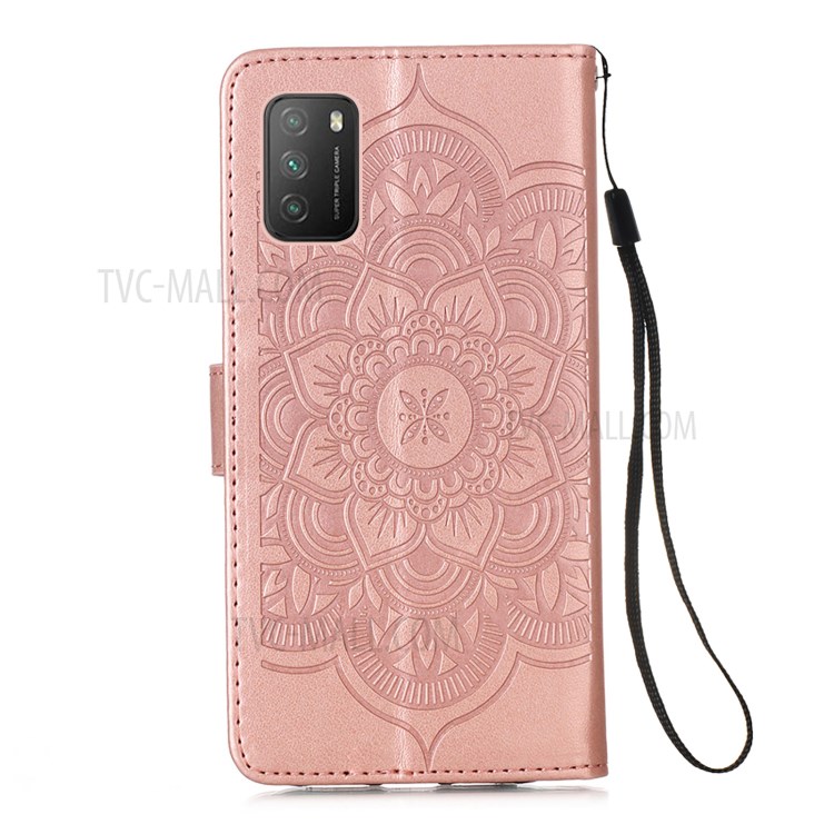 Dream Catcher Imprinting Design Magnetic Leather Stand Case for Xiaomi Poco M3 - Rose Gold-3