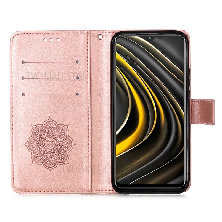 Dream Catcher Imprinting Design Magnetic Leather Stand Case for Xiaomi Poco M3 - Rose Gold-4