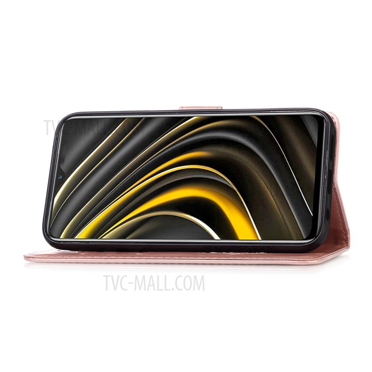 Dream Catcher Imprinting Design Magnetic Leather Stand Case for Xiaomi Poco M3 - Rose Gold-5