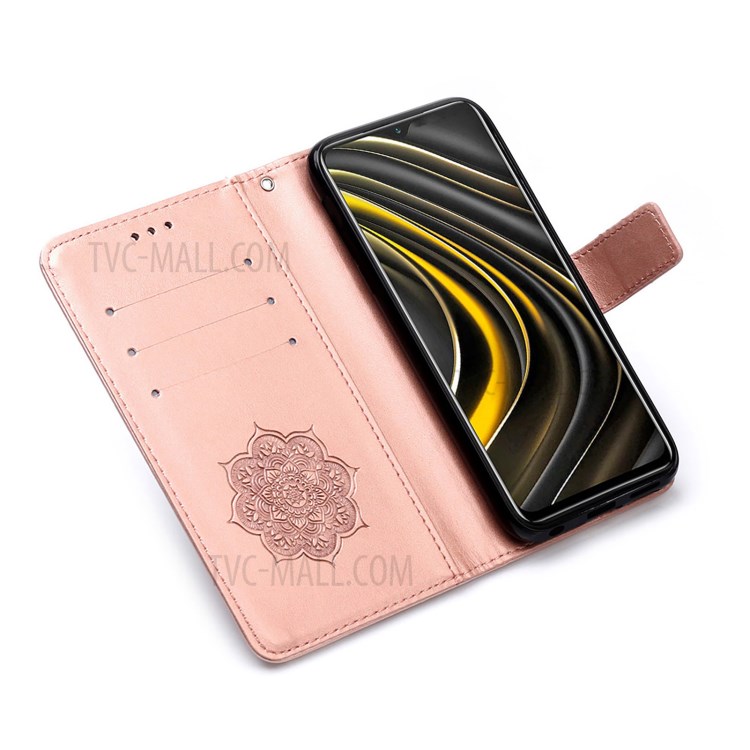 Dream Catcher Imprinting Design Magnetic Leather Stand Case for Xiaomi Poco M3 - Rose Gold-6