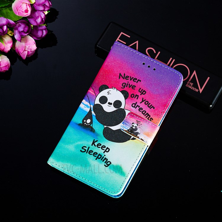 Pattern Printing Cross Texture Leather Wallet Stand Design Phone Protective Case for Xiaomi Poco M3 - Panda-10