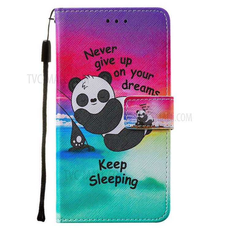 Pattern Printing Cross Texture Leather Wallet Stand Design Phone Protective Case for Xiaomi Poco M3 - Panda-2