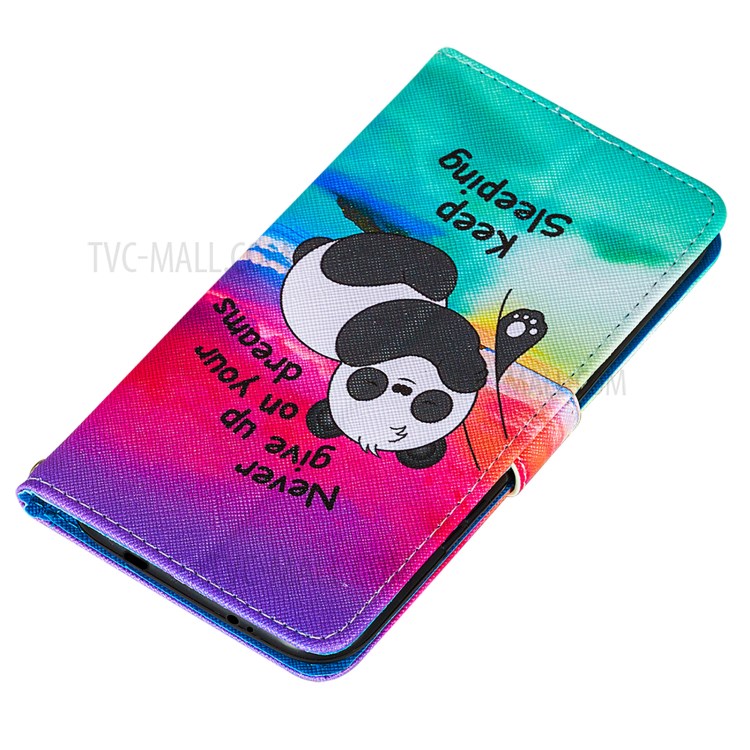 Pattern Printing Cross Texture Leather Wallet Stand Design Phone Protective Case for Xiaomi Poco M3 - Panda-6