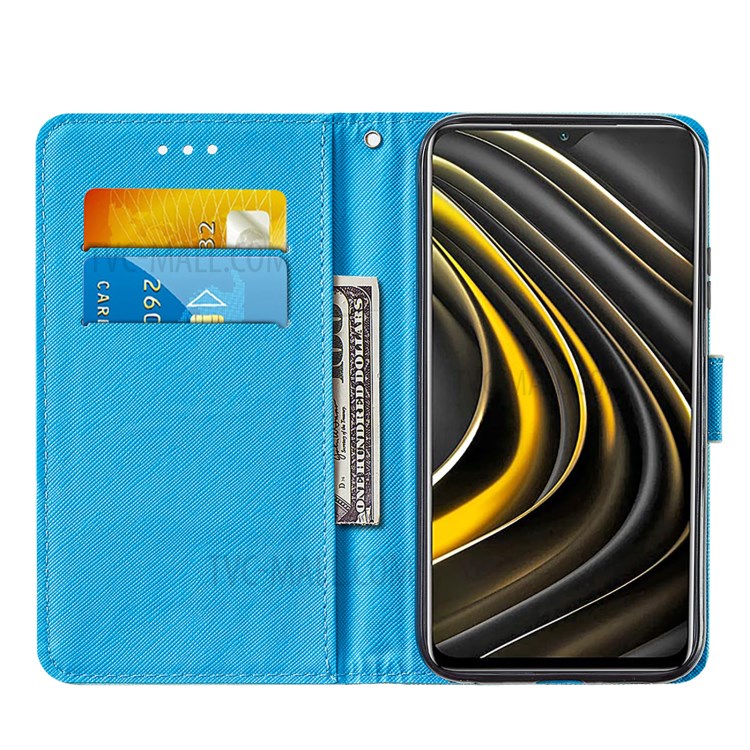 Pattern Printing Cross Texture Leather Wallet Stand Design Phone Protective Case for Xiaomi Poco M3 - Panda-7