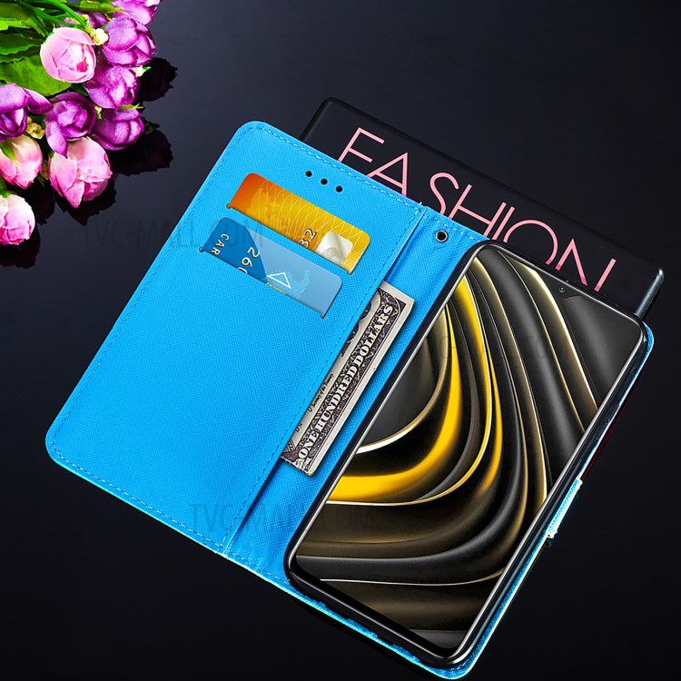 Pattern Printing Cross Texture Leather Wallet Stand Design Phone Protective Case for Xiaomi Poco M3 - Panda-8
