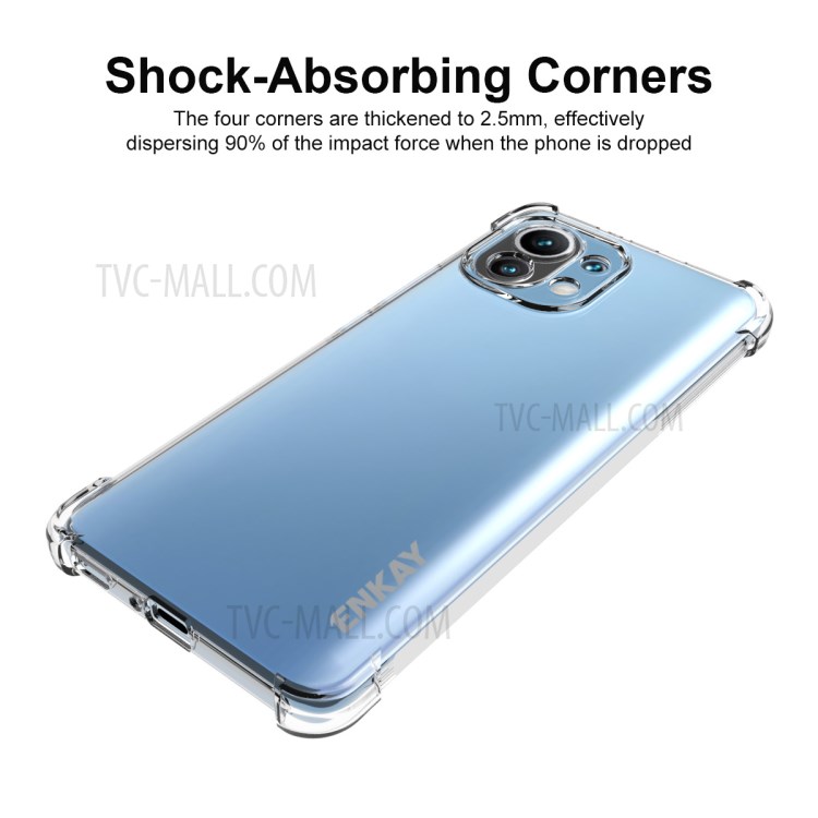 ENKAY Shockproof Clear TPU Anti-slip Frame Protective Cover for Xiaomi Mi 11-2