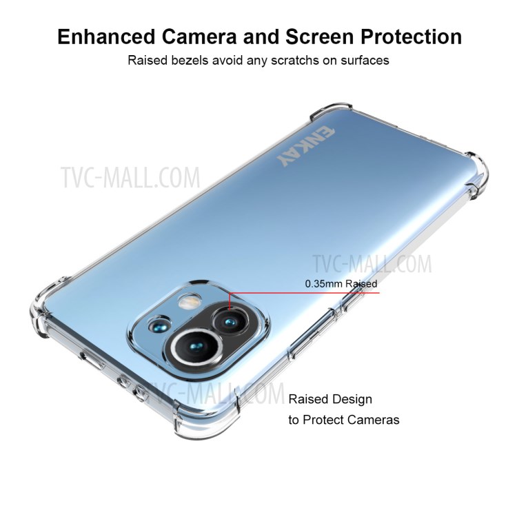 ENKAY Shockproof Clear TPU Anti-slip Frame Protective Cover for Xiaomi Mi 11-3
