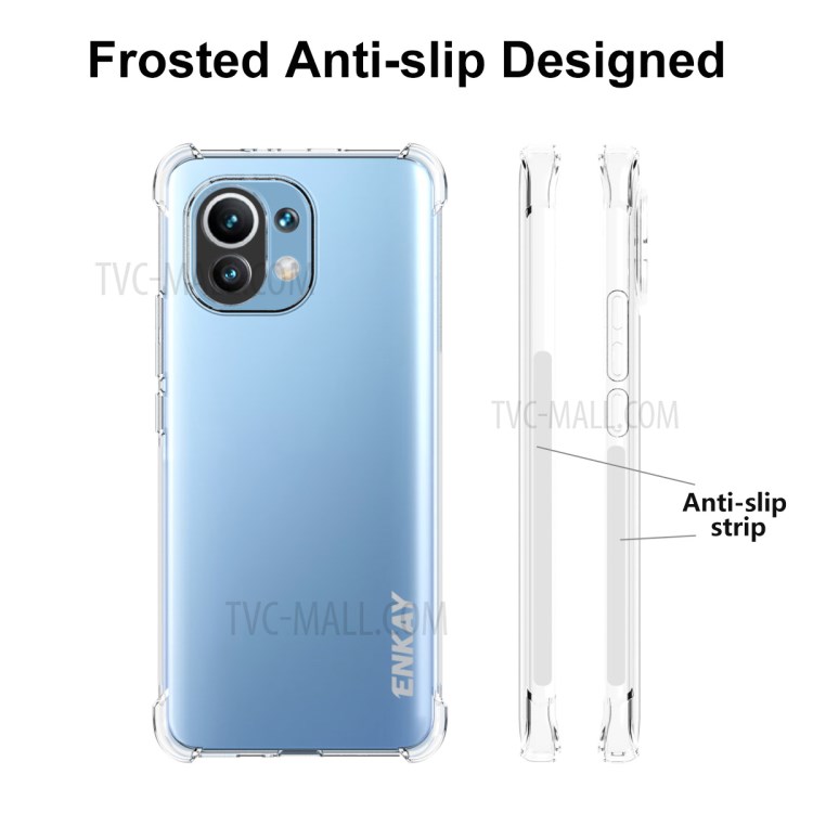 ENKAY Shockproof Clear TPU Anti-slip Frame Protective Cover for Xiaomi Mi 11-4