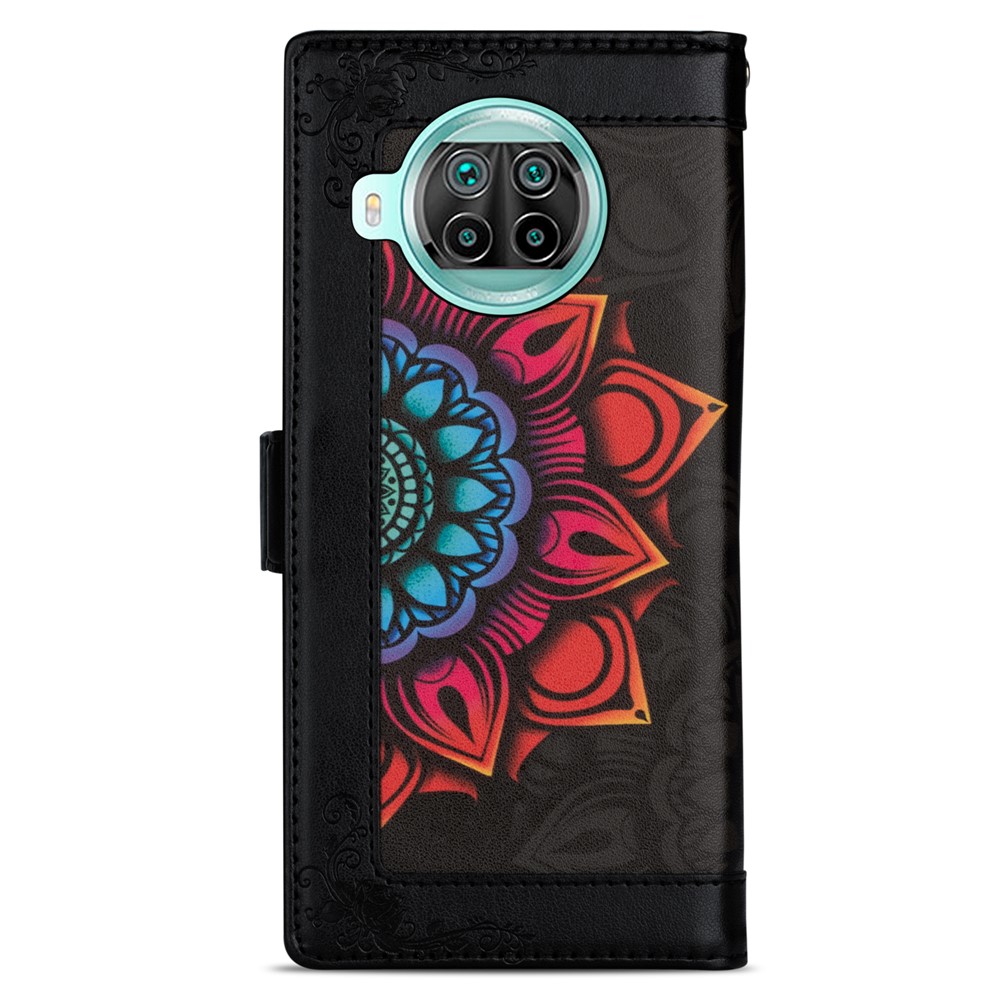 Multi-Color Flower Patterned PU Leather Wallet Stand Shell for Xiaomi Mi 10T Lite 5G/Redmi Note 9 Pro 5G/Mi 10i 5G - Black-3