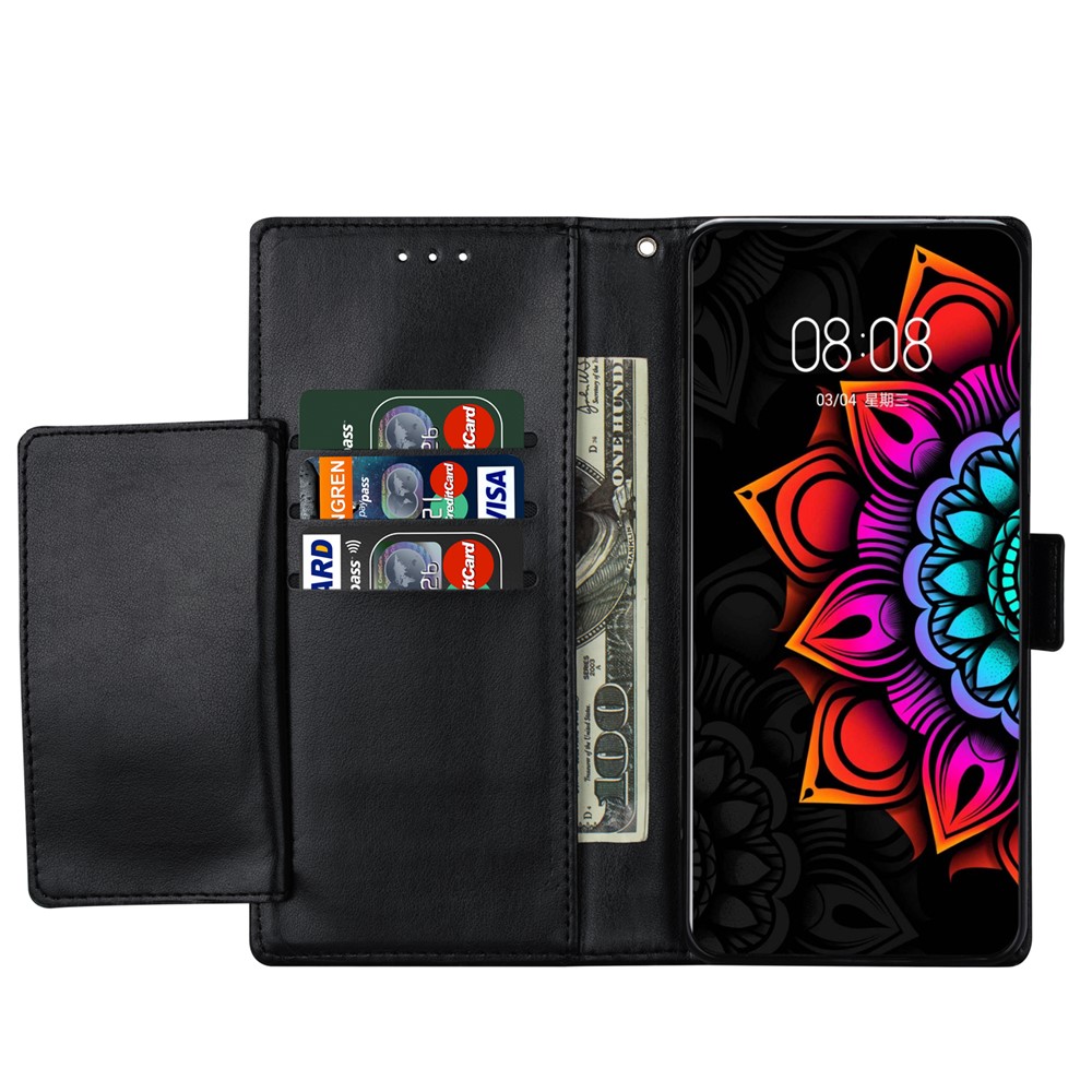 Multi-Color Flower Patterned PU Leather Wallet Stand Shell for Xiaomi Mi 10T Lite 5G/Redmi Note 9 Pro 5G/Mi 10i 5G - Black-7