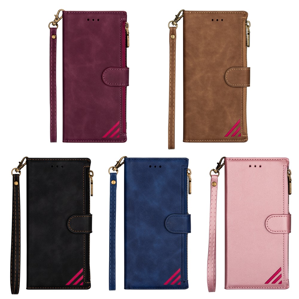 Stylish Zipper Pocket Design Phone Wallet Stand Cover with Lanyard for Xiaomi Mi 10T Lite 5G/Redmi Note 9 Pro 5G/Mi 10i 5G - Black-6