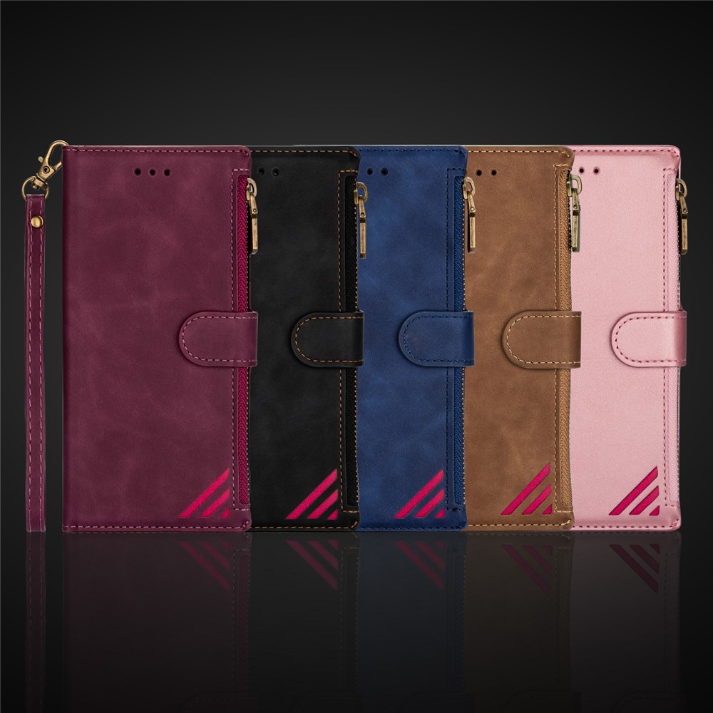 Stylish Zipper Pocket Design Phone Wallet Stand Cover with Lanyard for Xiaomi Mi 10T Lite 5G/Redmi Note 9 Pro 5G/Mi 10i 5G - Black-8