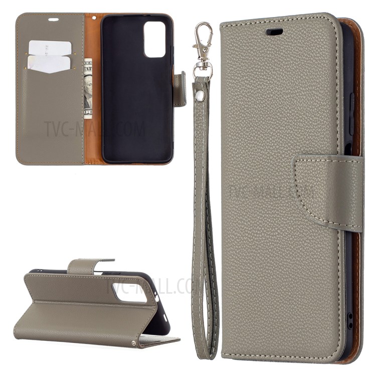 Litchi Surface with Wallet Leather Stand Case for Xiaomi Poco M3 - Grey-1