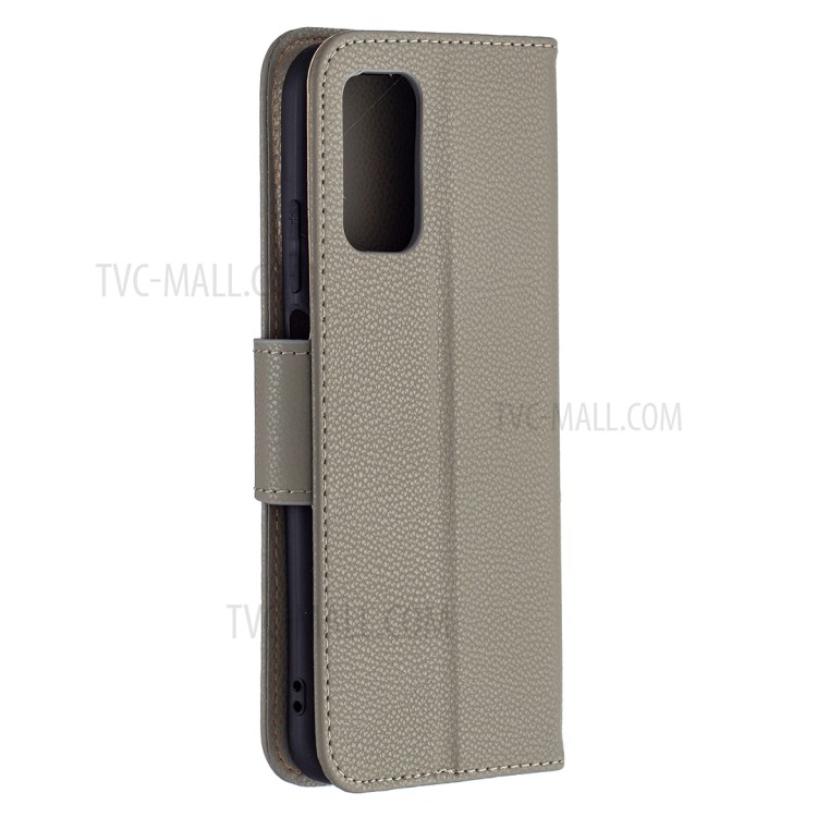 Litchi Surface with Wallet Leather Stand Case for Xiaomi Poco M3 - Grey-3