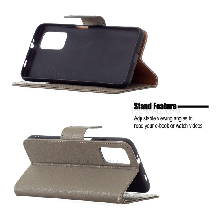 Litchi Surface with Wallet Leather Stand Case for Xiaomi Poco M3 - Grey-5
