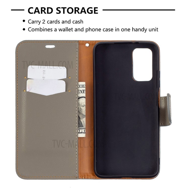 Litchi Surface with Wallet Leather Stand Case for Xiaomi Poco M3 - Grey-6